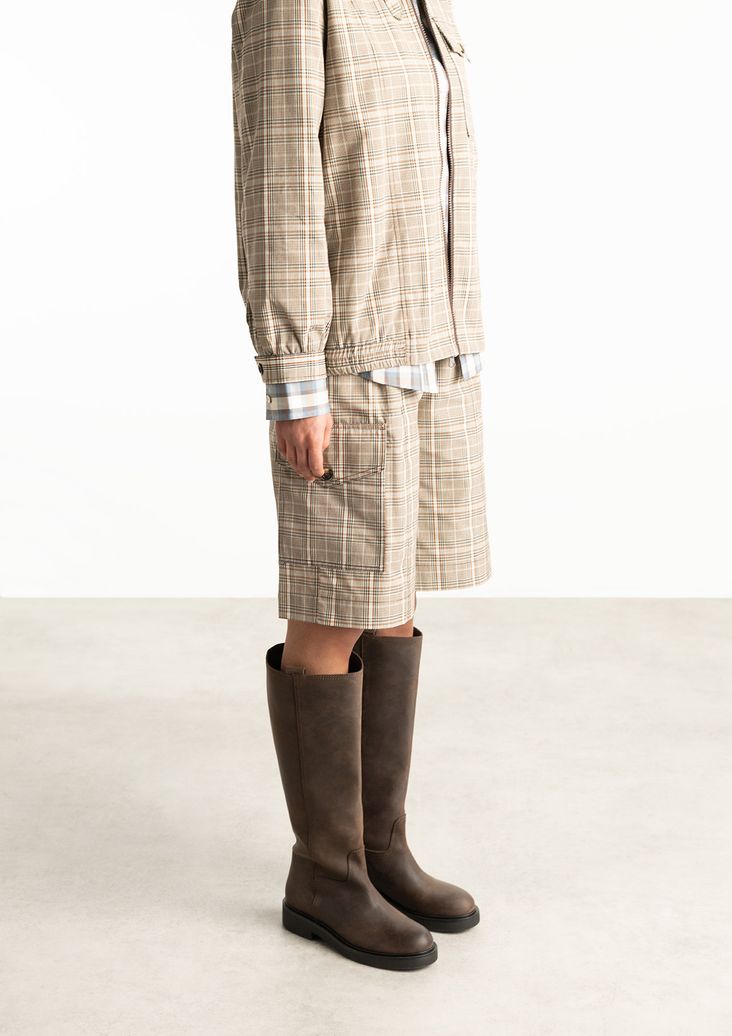 Bottes hautes en cuir avec tige large - marron
