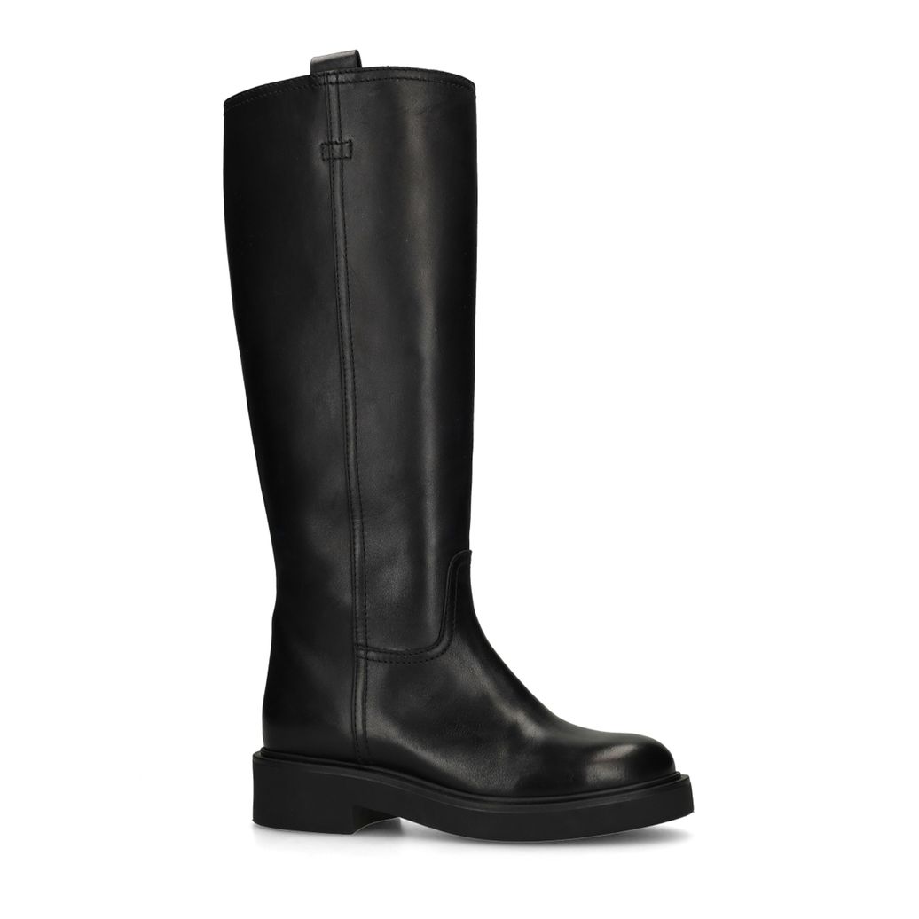 Bottes hautes en cuir avec tige large - noir
