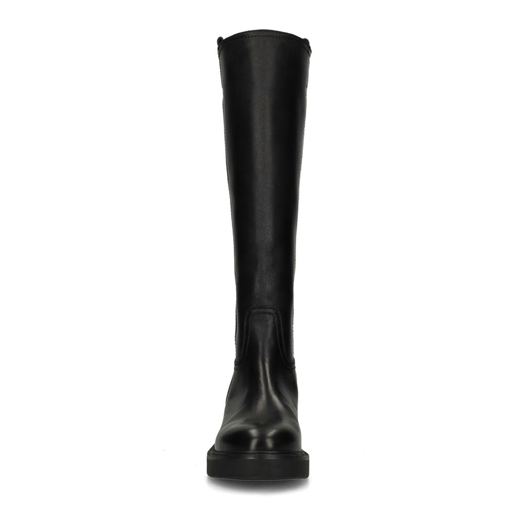 Bottes hautes en cuir avec tige large - noir