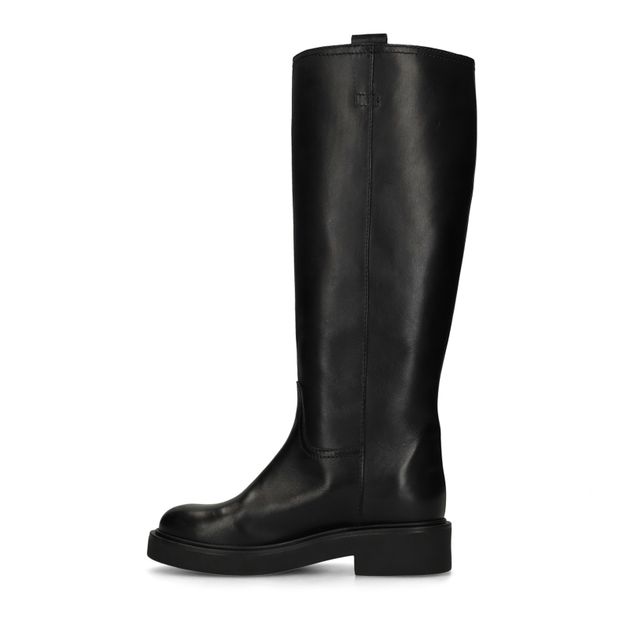 Bottes hautes en cuir avec tige large - noir