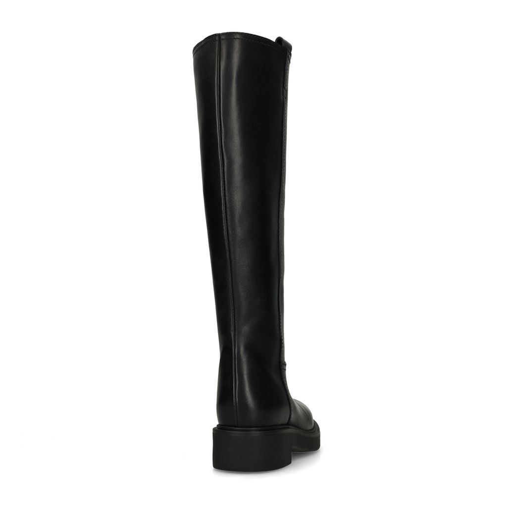 Bottes hautes en cuir avec tige large - noir
