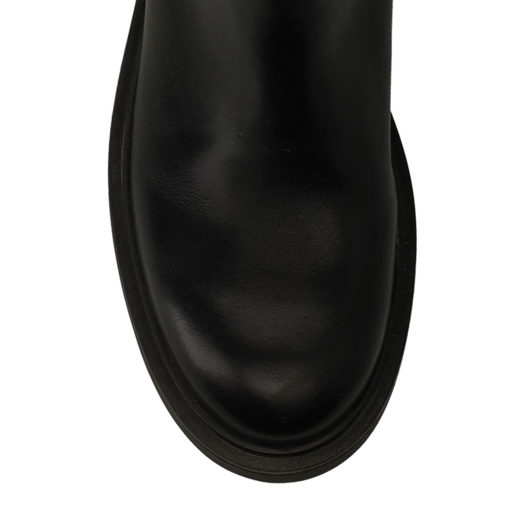 Bottes hautes en cuir avec tige large - noir