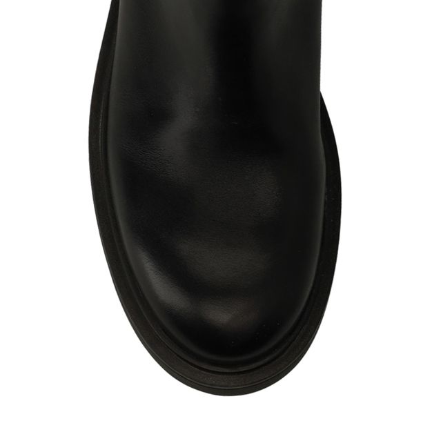 Bottes hautes en cuir avec tige large - noir