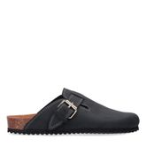 Sabots en cuir avec boucle - noir