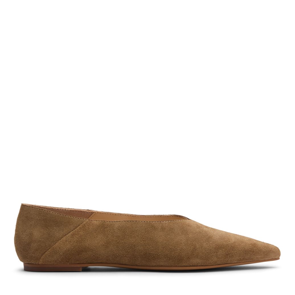 Beigefarbene Veloursleder-Ballerinas