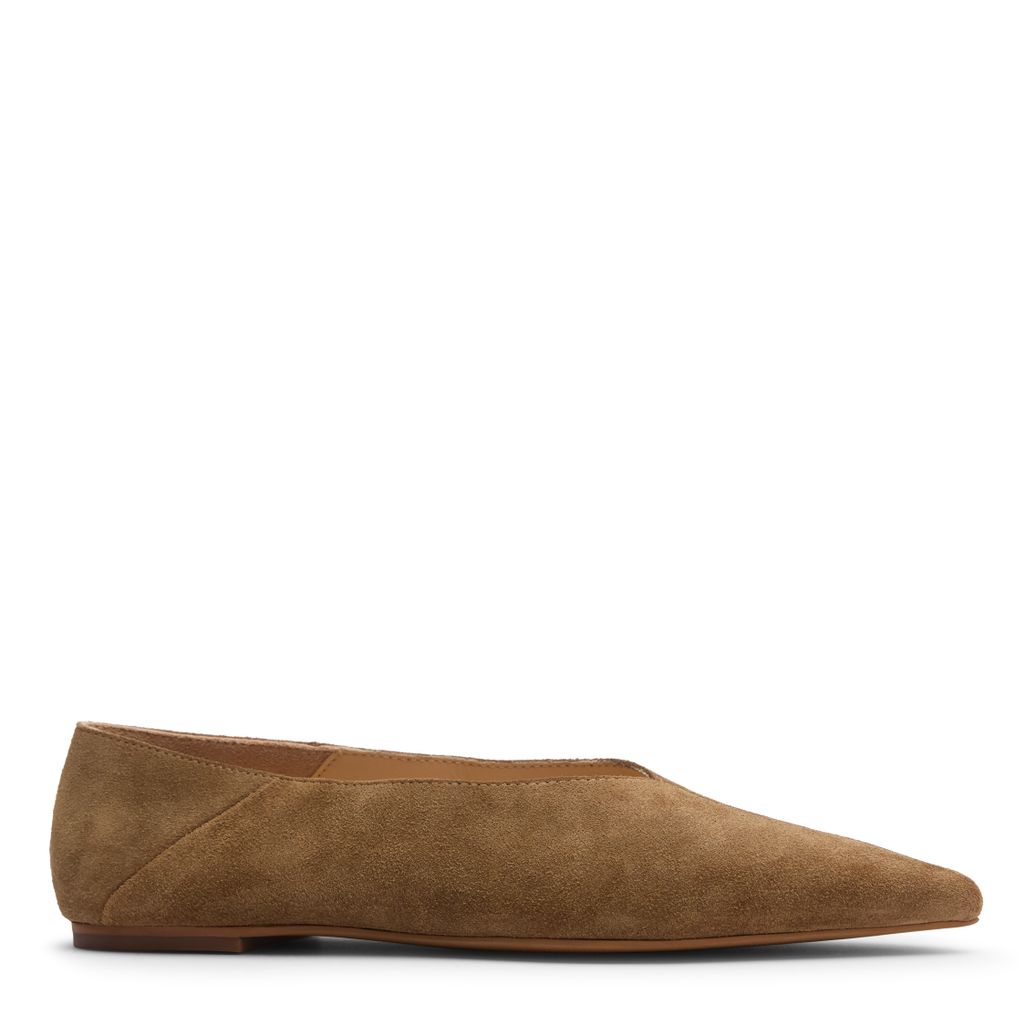 Beigefarbene Veloursleder-Ballerinas