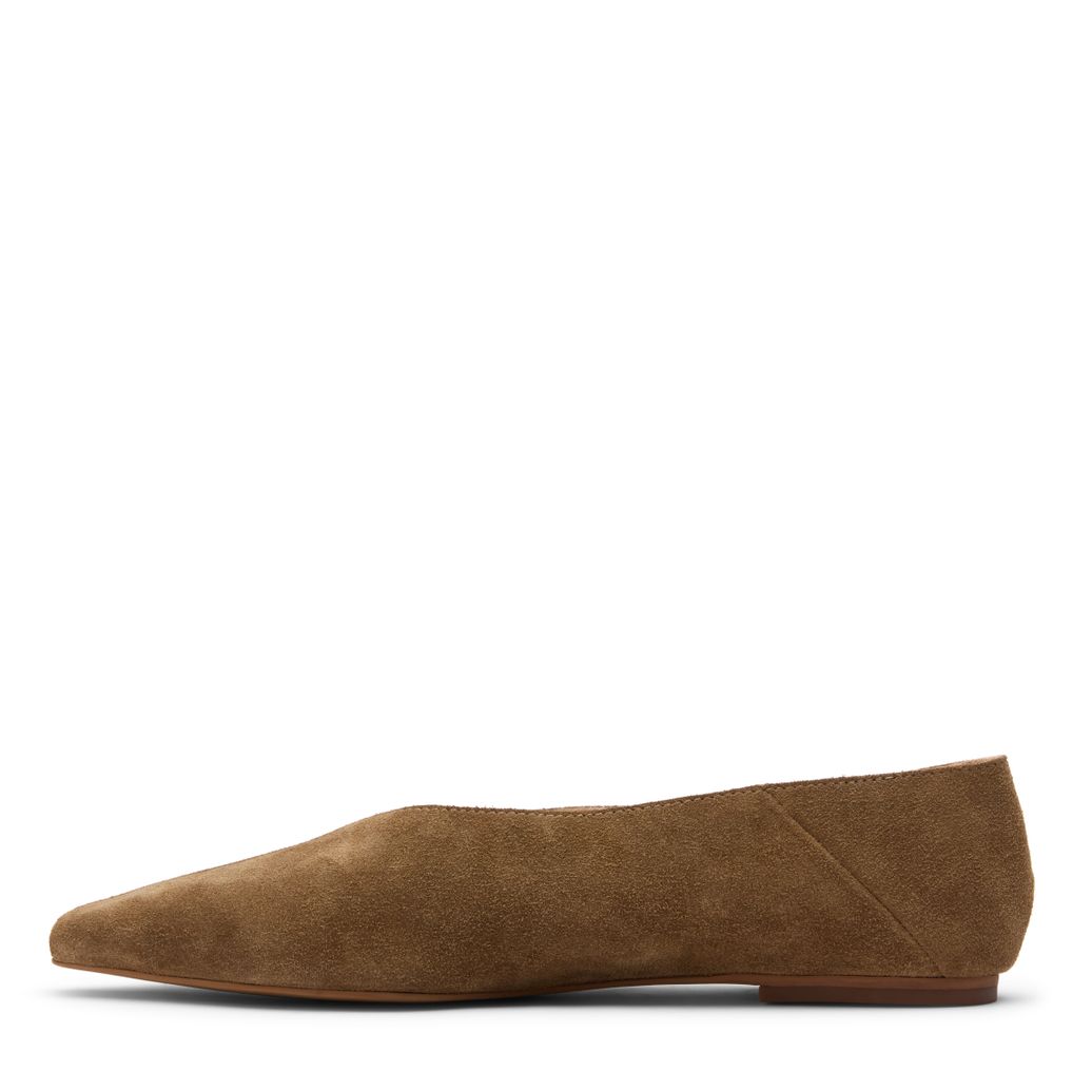 Beigefarbene Veloursleder-Ballerinas