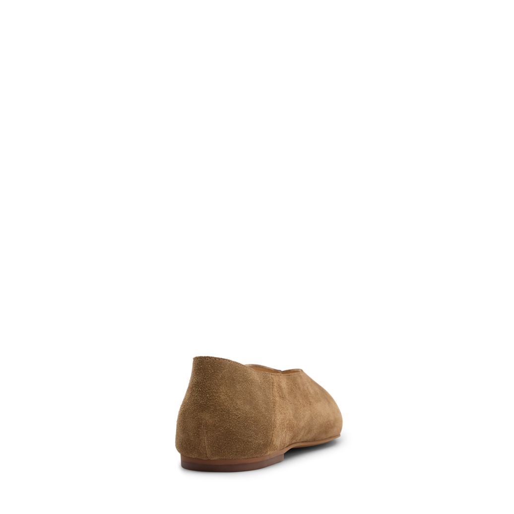 Beigefarbene Veloursleder-Ballerinas
