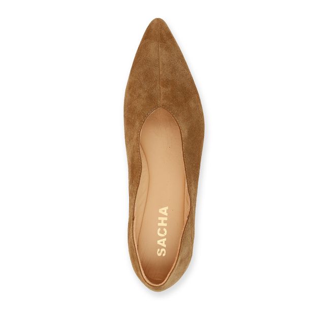 Beigefarbene Veloursleder-Ballerinas