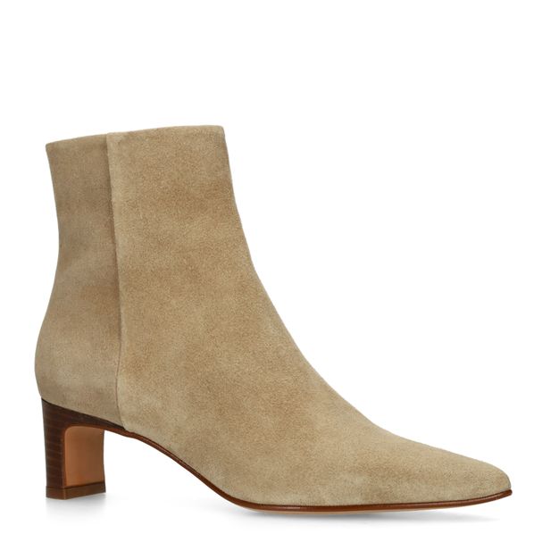 Beige Wildleder-Ankle Boots mit Absatz
