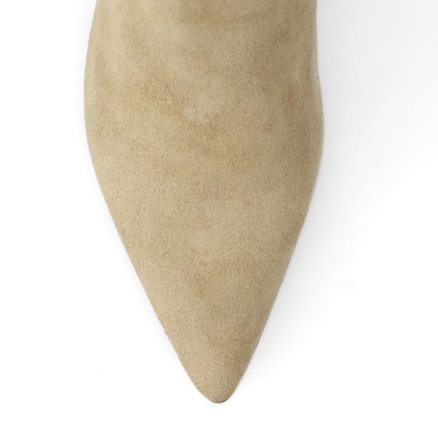 Beige Wildleder-Ankle Boots mit Absatz