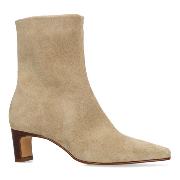 Bottines à talon en daim - beige