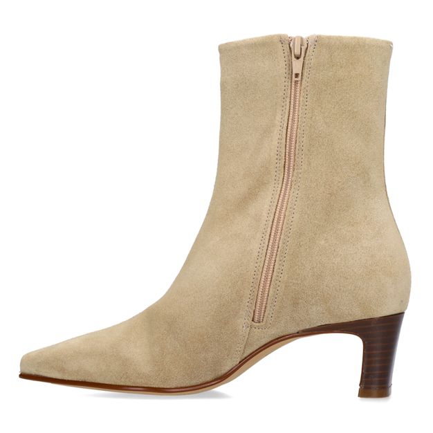 Bottines à talon en daim - beige
