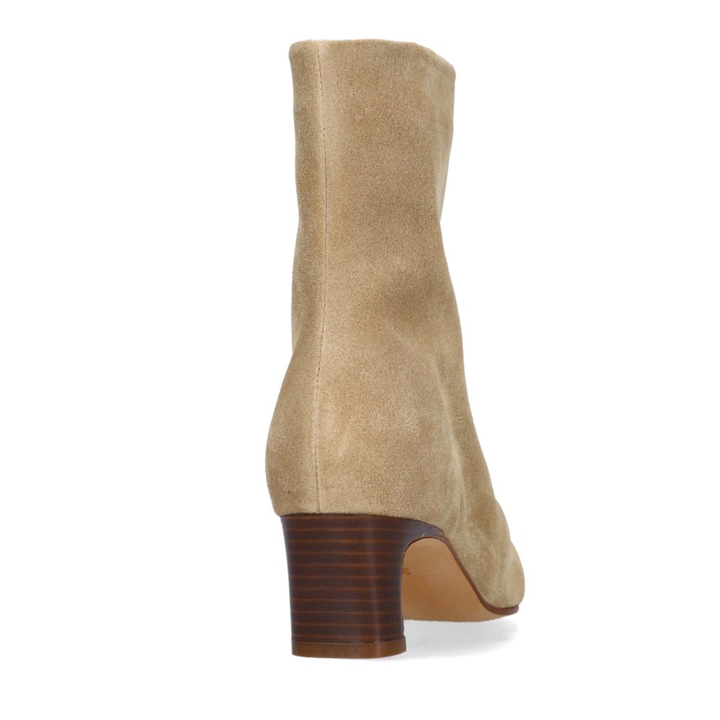 Beige suède enkellaarsjes met hak