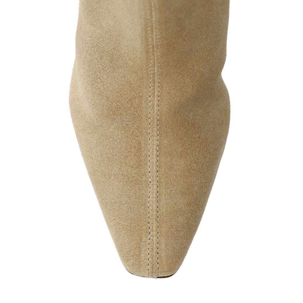 Beige suède enkellaarsjes met hak