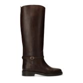 Bottes hautes en cuir avec boucle amovible - marron