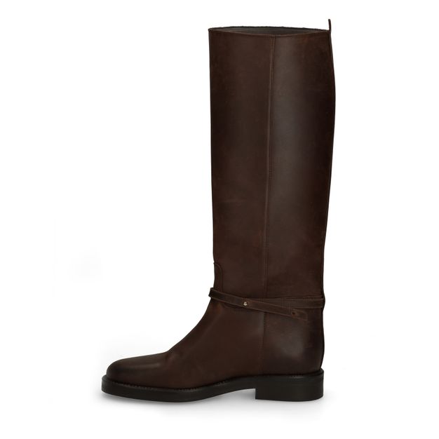 Braune Lederstiefel mit abnehmbarer Schnalle