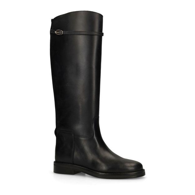 Schwarze Lederstiefel mit abnehmbarer Schnalle