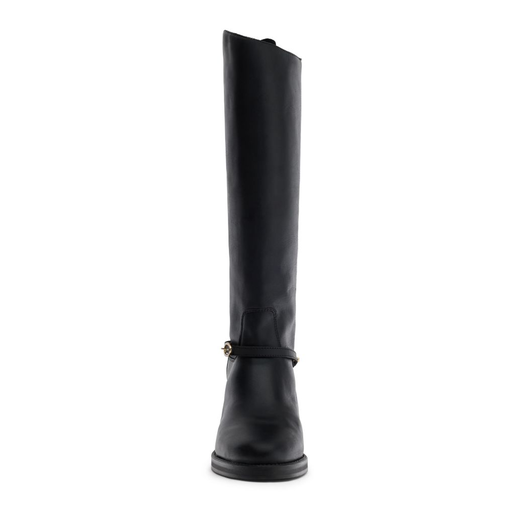 Schwarze Lederstiefel mit abnehmbarer Schnalle