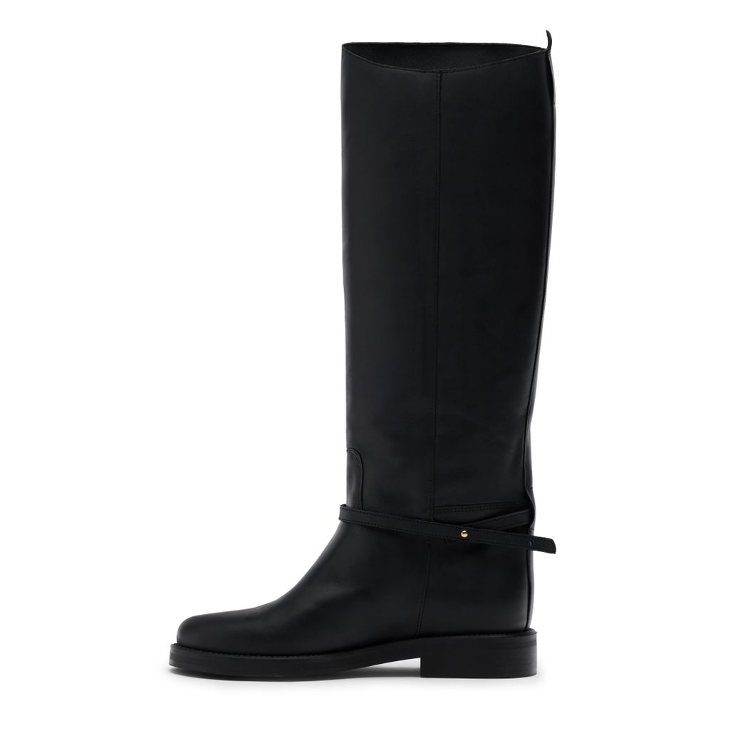 Schwarze Lederstiefel mit abnehmbarer Schnalle