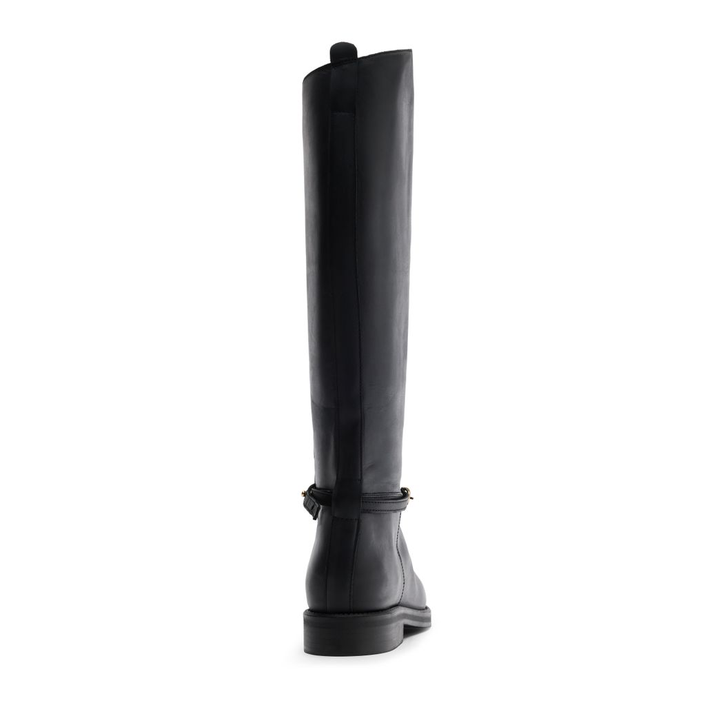 Schwarze Lederstiefel mit abnehmbarer Schnalle