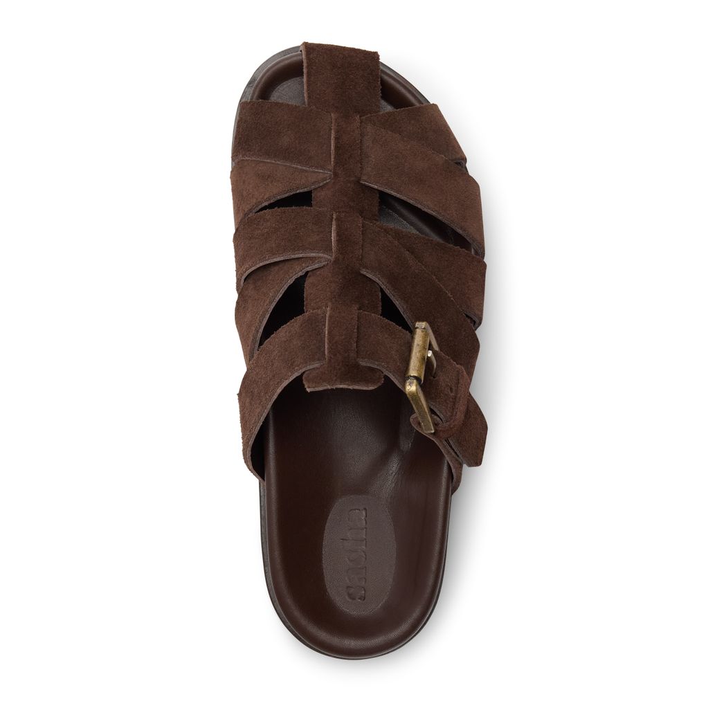Braune Veloursleder-Sandalen
