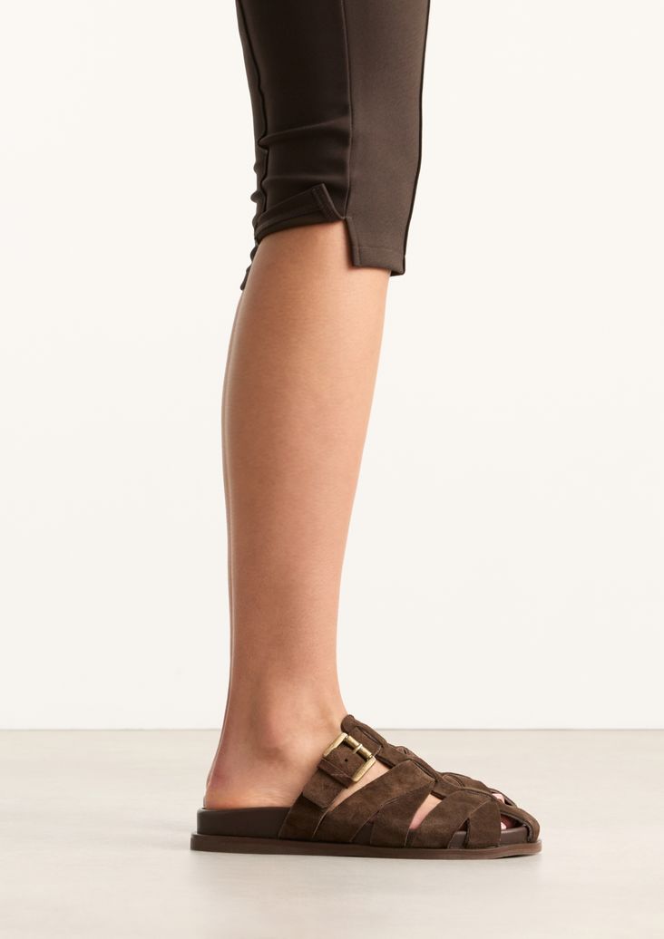 Braune Veloursleder-Sandalen