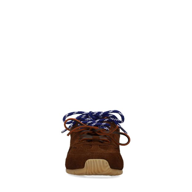 Dunkelbraune Veloursleder-Sneaker mit 2 Schnürungen