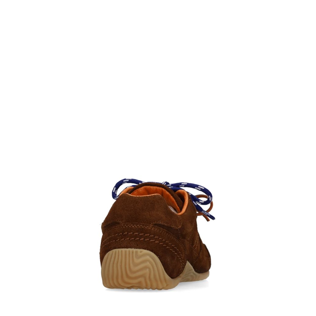 Donkerbruine suède sneakers met dubbele veters