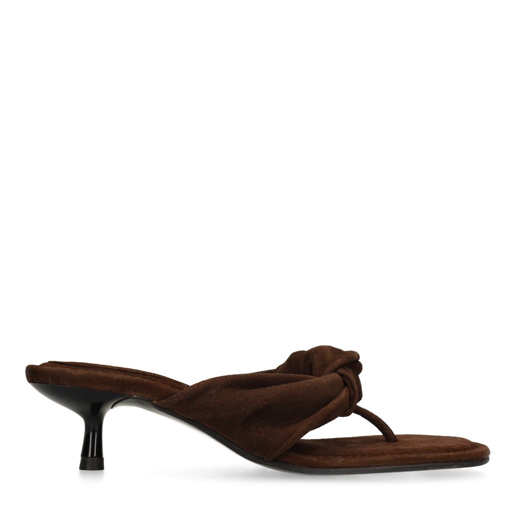 Braune Veloursleder-Mules mit Absatz