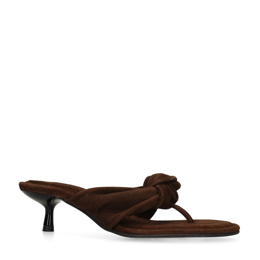 Mules à talon en daim - marron