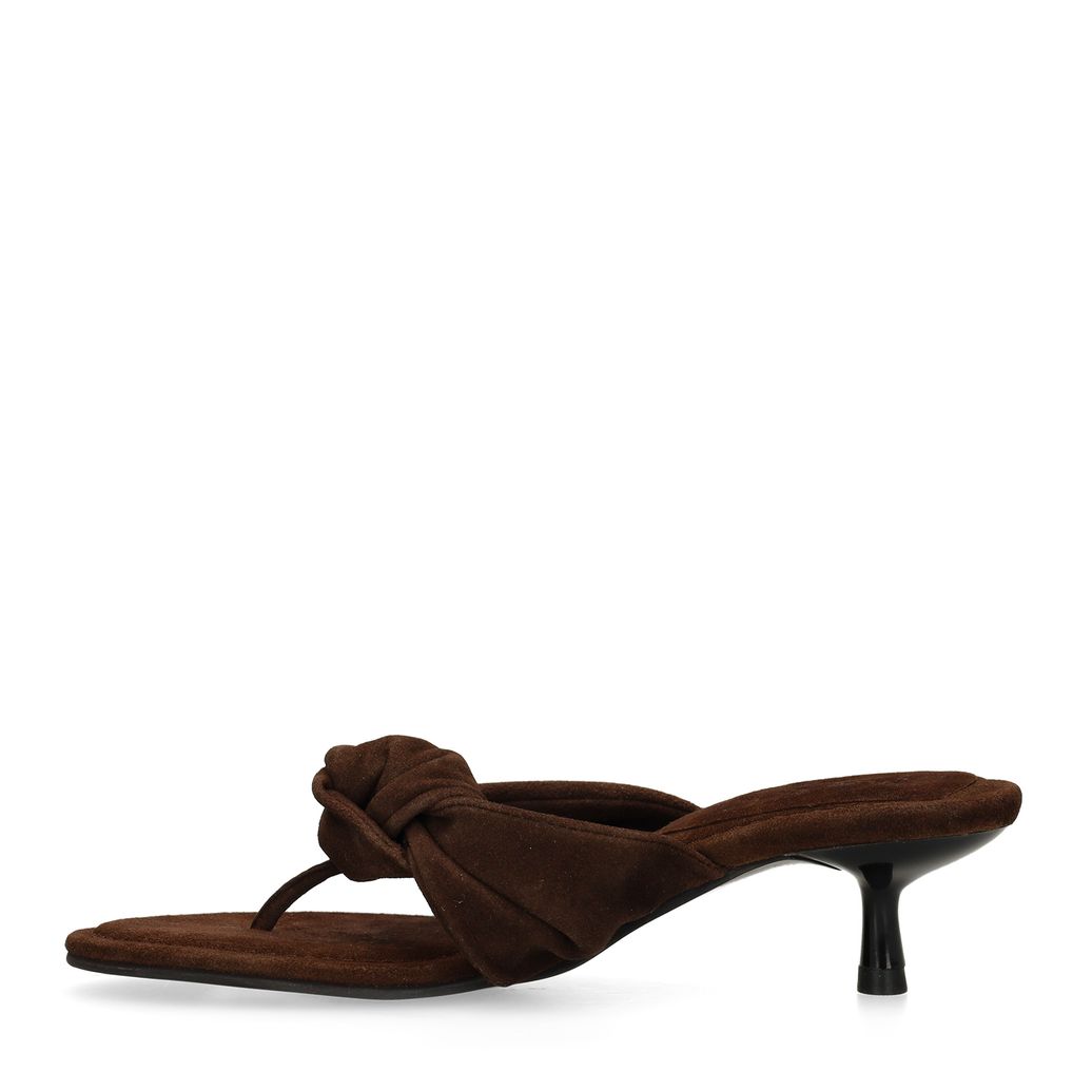 Braune Veloursleder-Mules mit Absatz