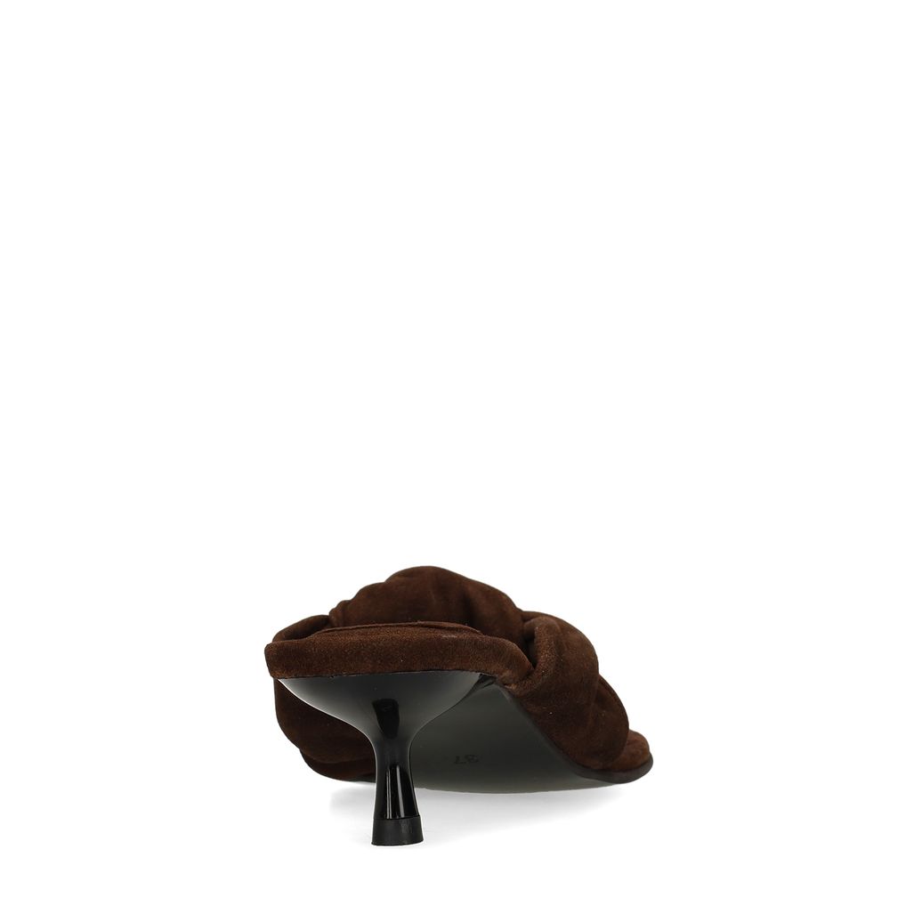 Braune Veloursleder-Mules mit Absatz