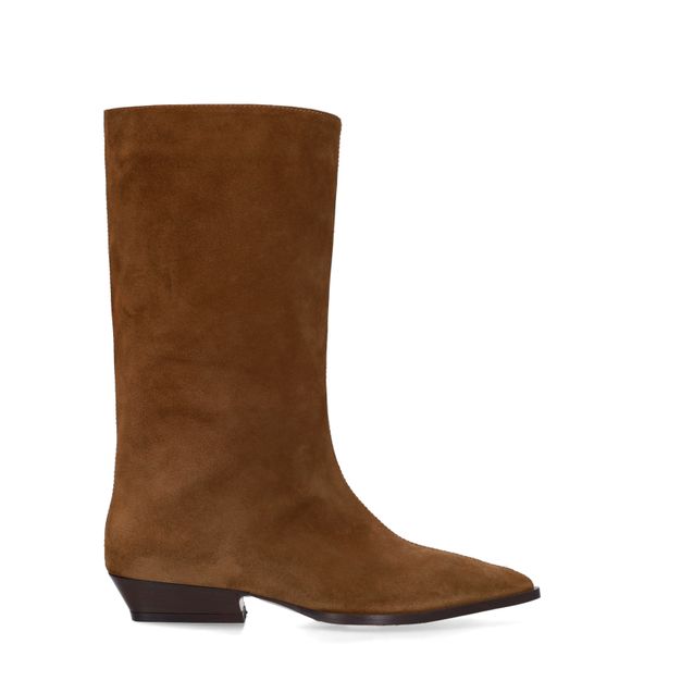 Bottines en daim cognac