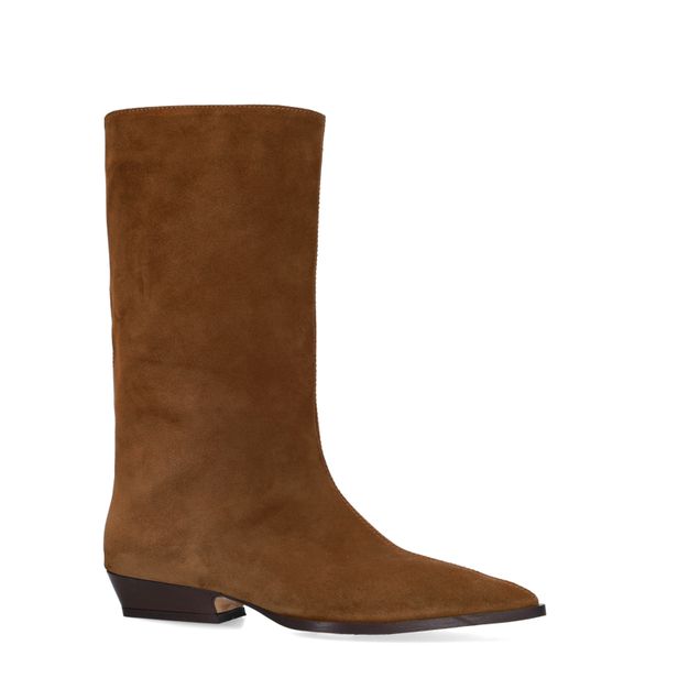 Cognacfarbene Veloursleder-Stiefeletten