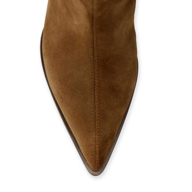 Cognacfarbene Wildleder-Ankle Boots