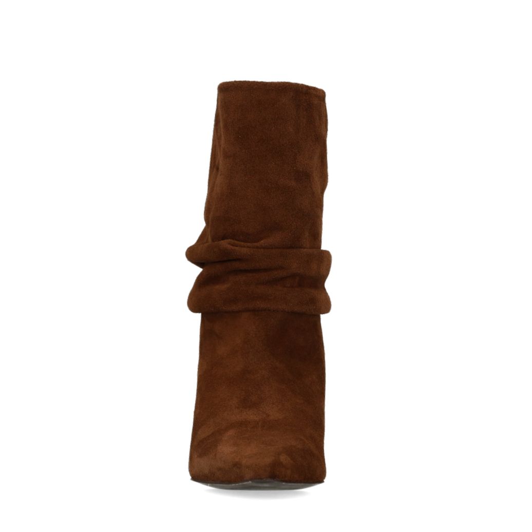Bruine suède slouchy enkellaarsjes met hak