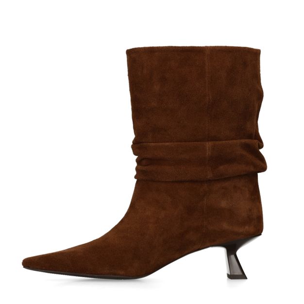 Braune slouchy Wildleder-Ankle Boots mit Absatz
