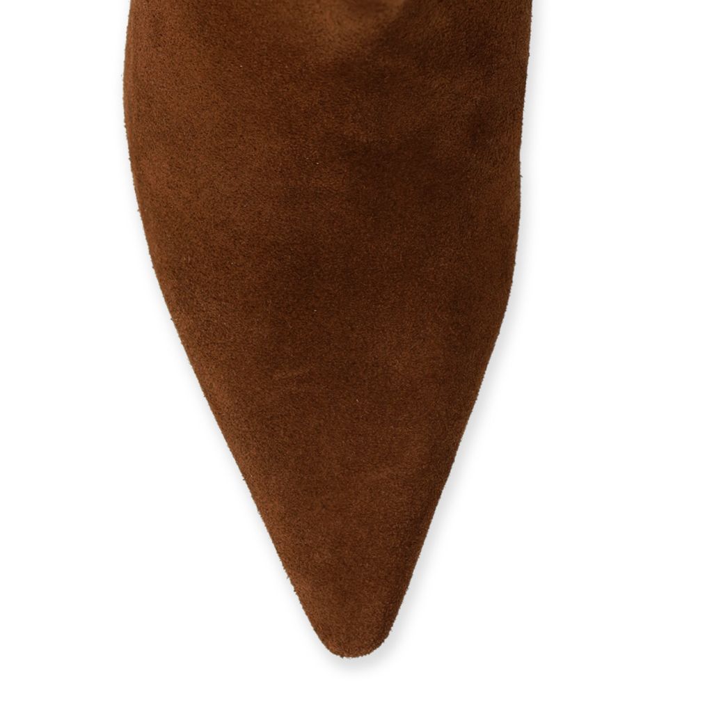 Bruine suède slouchy enkellaarsjes met hak