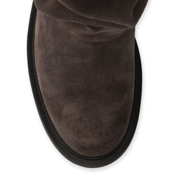 Graue Biker Boots mit Umschlag aus Veloursleder