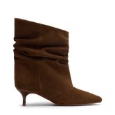 Cognac suède slouchy enkellaarsjes met hak