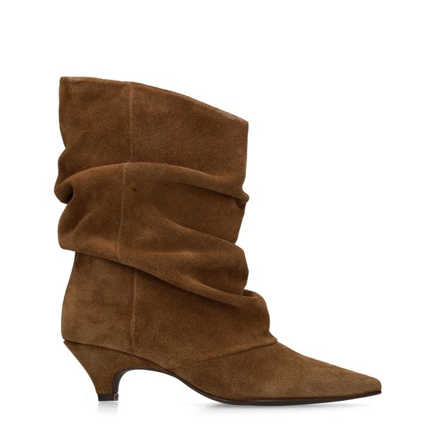 Bottines à talon souples en daim - marron