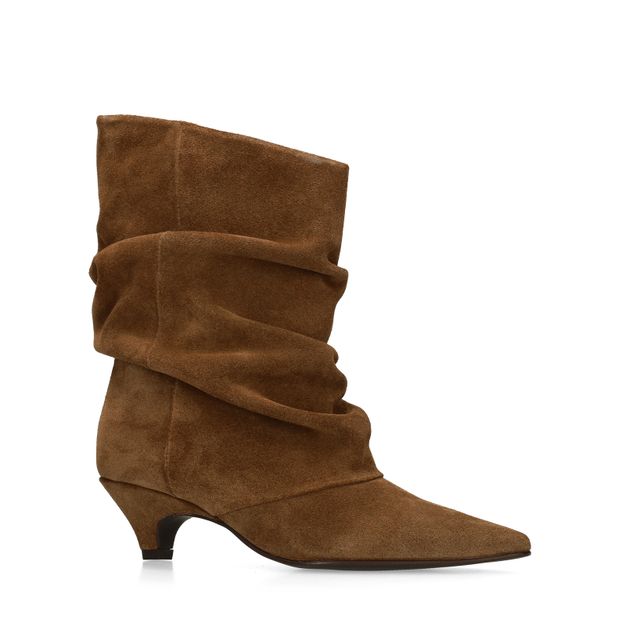 Bottines à talon souples en daim - marron