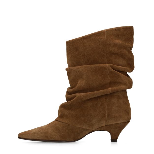 Bottines à talon souples en daim - marron