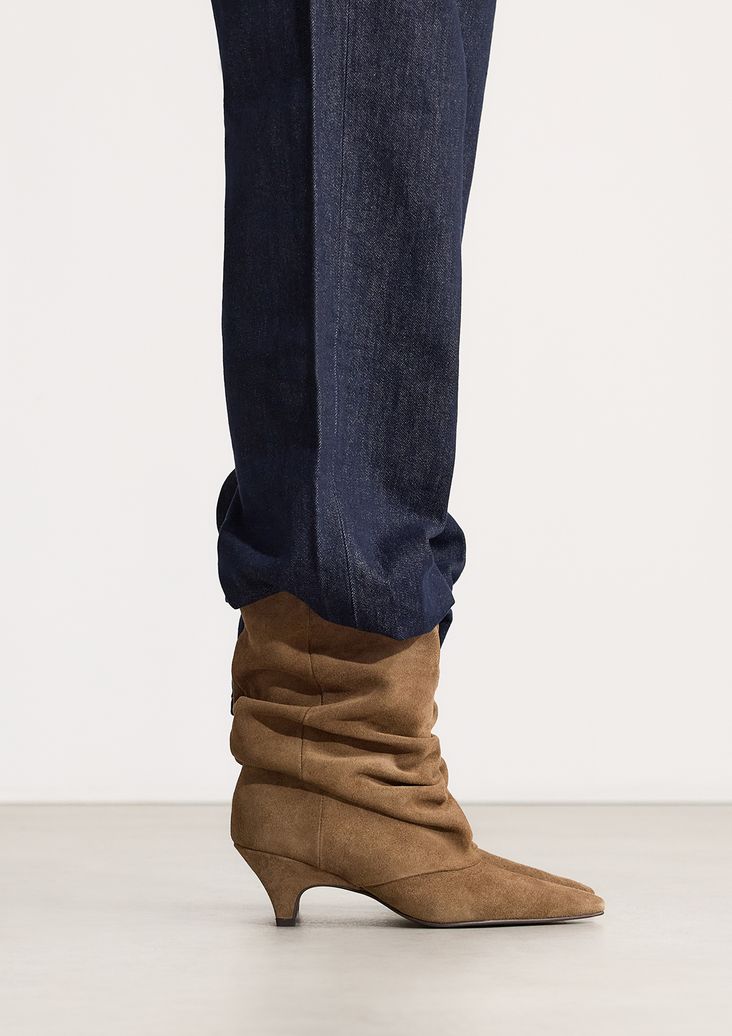 Bottines à talon souples en daim - marron