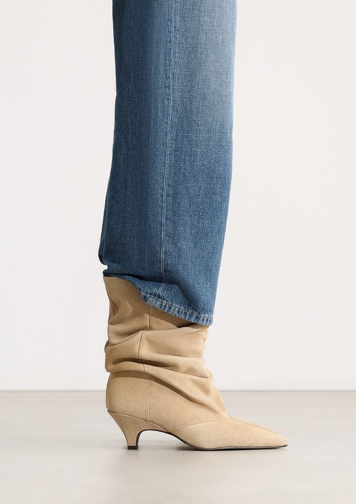 Bottines à talon en daim - beige