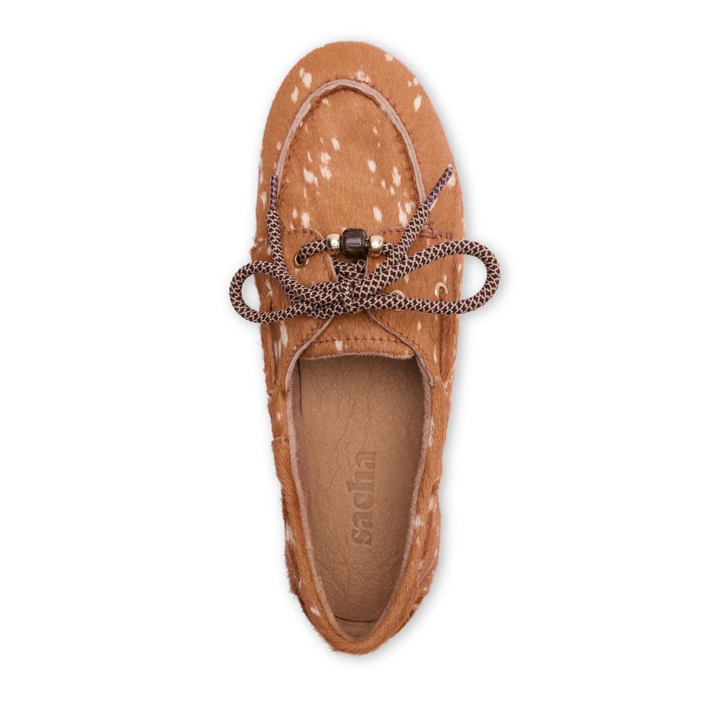 Chaussures bateau avec imprimé Bambi - marron