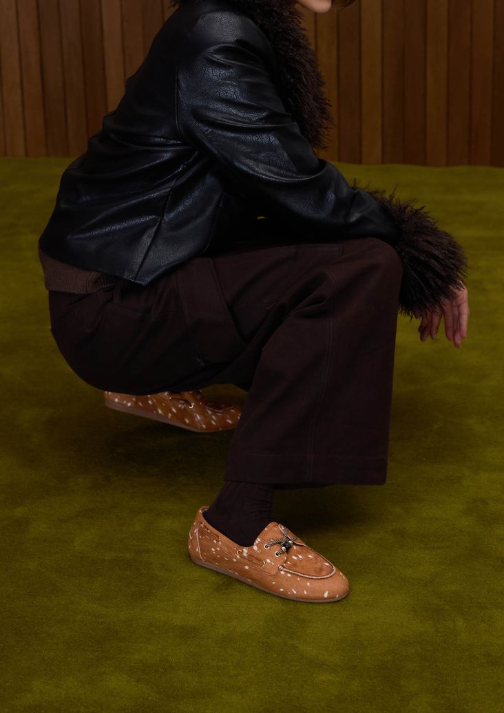 Cognac bambi print bootschoenen