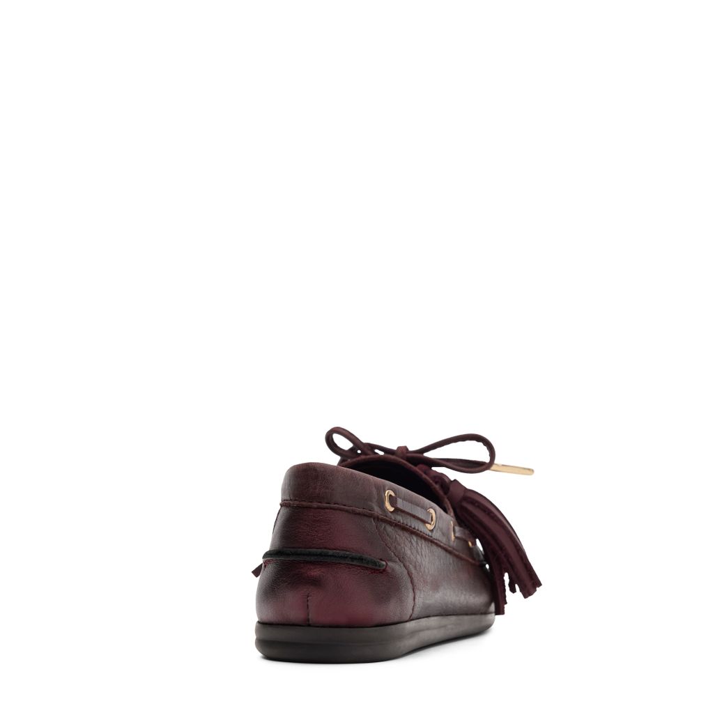 Bordeaux rode leren bootschoenen met flosjes