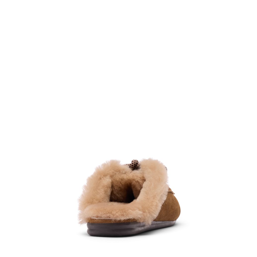 Mules en daim avec laine - marron